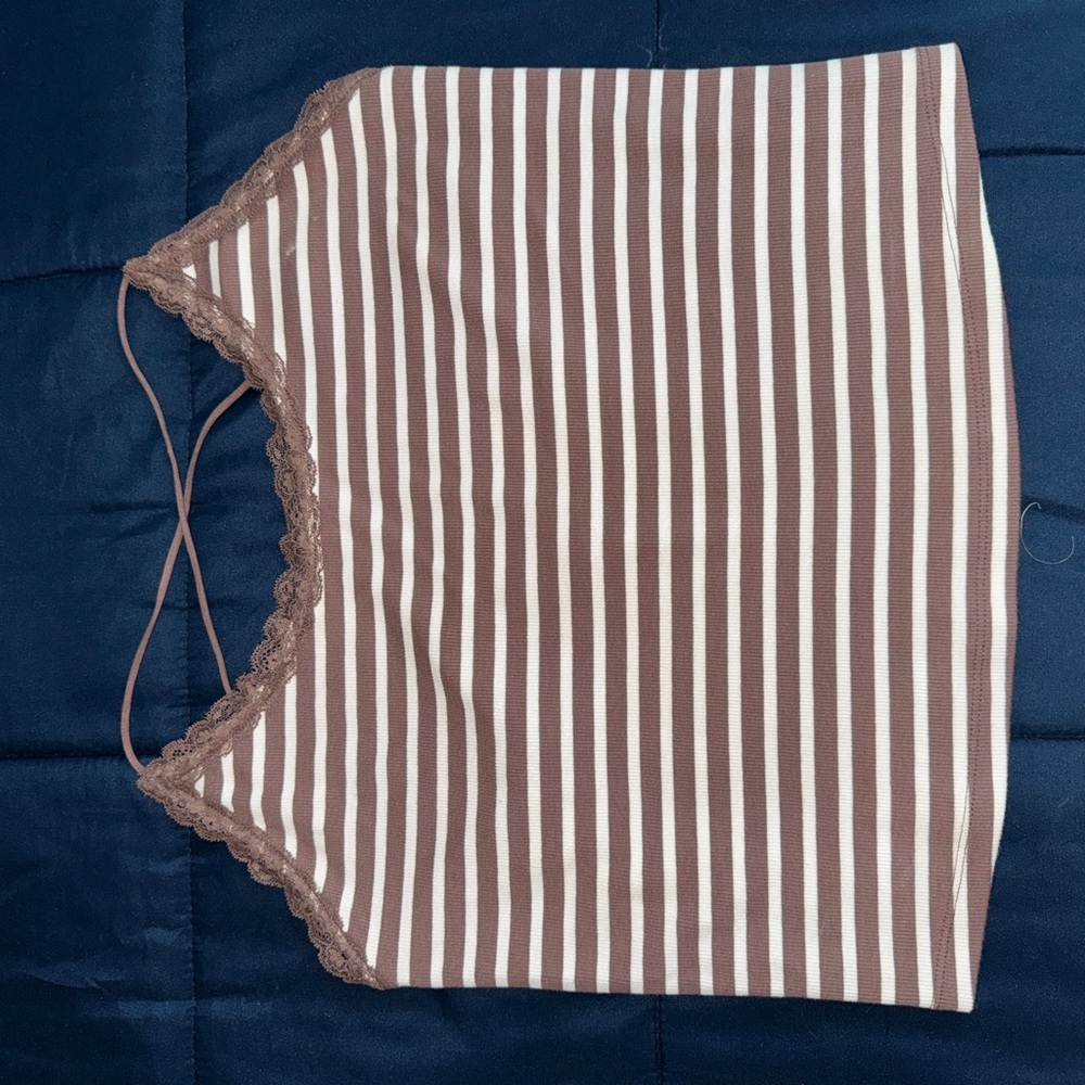 American Eagle Outfitters Brown and White Striped Tank